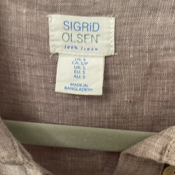 Linen Sigrid Olsen/ Long Sleeve/roll up/collared - Picture 2 of 6